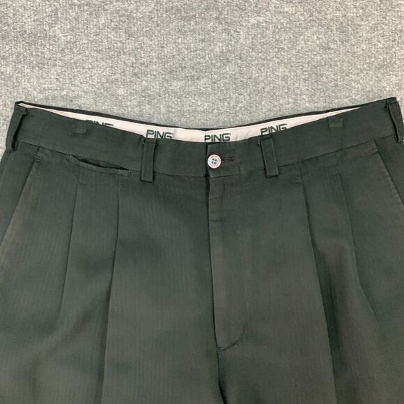 PING Golf Pants Mens 36x27 Black Pleated Front Rayon Blend Relaxed Fit Chino - Picture 5 of 13